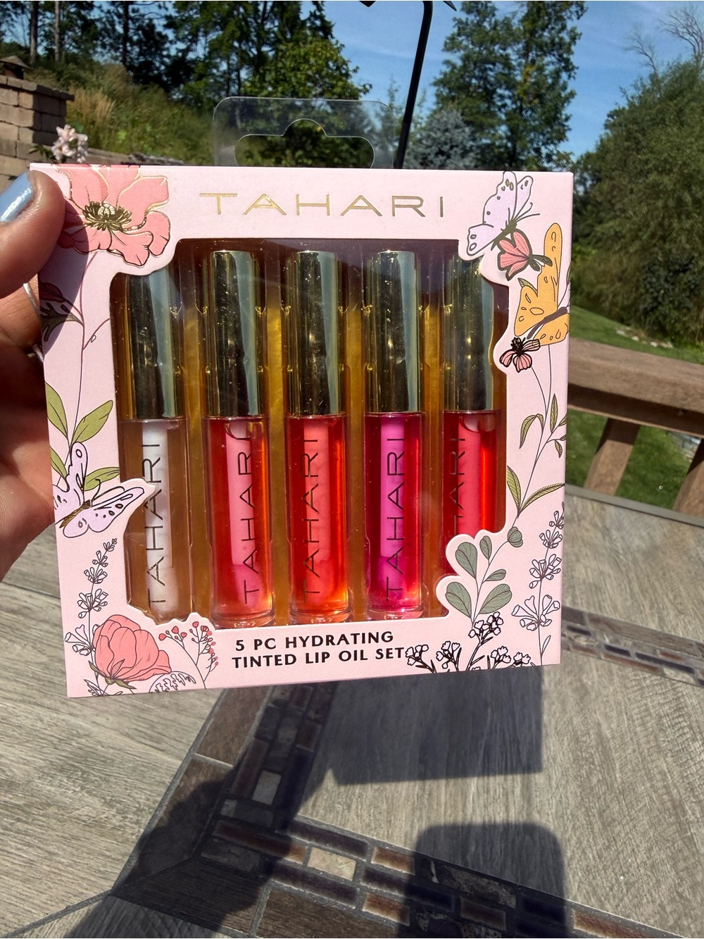 Tahari 5-Piece Hydrating Tinted Lip Oil Set - Pink/Red Shades